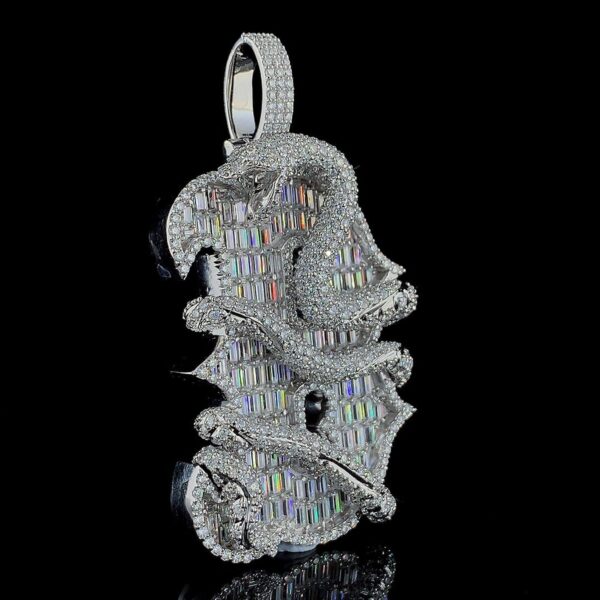 Iced Out Snake Design B Letter Pendant Made In 925Sterling Silver Studded With VVS Moissanite Diamond For The Birthday Gift , Unisex Pendant
