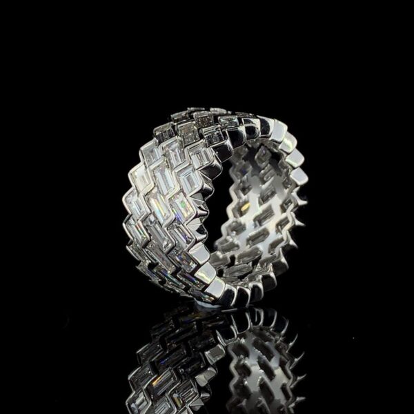 Iced Out Beautiful Baguette Ring Made In 18 / 14 / 10 KT Gold Studded With Shinny Moissanite Diamonds For The Birthday Gift , Unisex Ring