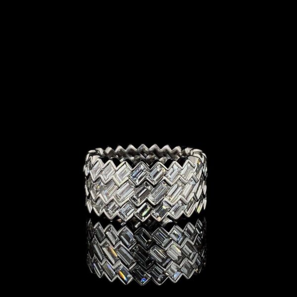 Iced Out Beautiful Baguette Ring Made In 18 / 14 / 10 KT Gold Studded With Shinny Moissanite Diamonds For The Birthday Gift , Unisex Ring