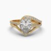 Pear Solitaire Unique Style Diamond Ring Made In 18/14/10 KT Gold Studded With Certified Lab Diamonds For The Wedding And Anniversary Gift