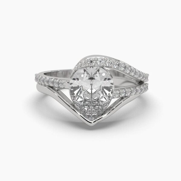 Pear Solitaire Unique Style Diamond Ring Made In 18/14/10 KT Gold Studded With Certified Lab Diamonds For The Wedding And Anniversary Gift