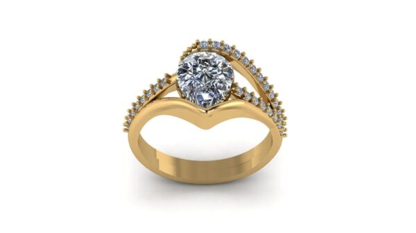 Pear Solitaire Unique Style Diamond Ring Made In 18/14/10 KT Gold Studded With Certified Lab Diamonds For The Wedding And Anniversary Gift