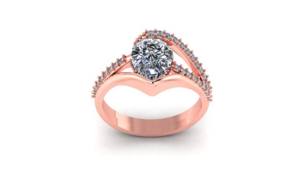 Pear Solitaire Unique Style Diamond Ring Made In 18/14/10 KT Gold Studded With Certified Lab Diamonds For The Wedding And Anniversary Gift