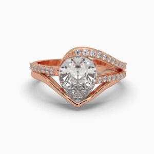 Pear Solitaire Unique Style Diamond Ring Made In 18/14/10 KT Gold Studded With Certified Lab Diamonds For The Wedding And Anniversary Gift