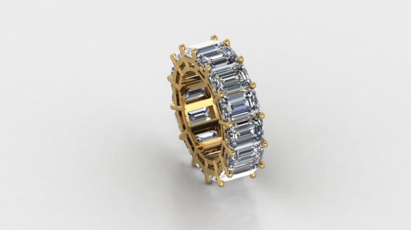 Beautiful Emerald Diamond Ring Made In 18 / 14 / 10 KT Gold Embellished With Certified Lab Diamonds For The Wedding And Anniversary Gift