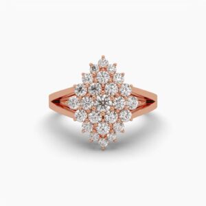 Unique Style Round Diamond Ring Made In 18 / 14 / 10 KT Gold Embellished With Certified Lab Diamonds For The Anniversary And Birthday Gift