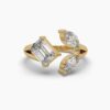 Beautiful Emerald And Marquise Diamond Ring Made In 18/14/10 KT Gold Studded With Certified Lab Diamond For The Wedding And Anniversary Gift