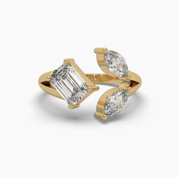Beautiful Emerald And Marquise Diamond Ring Made In 18/14/10 KT Gold Studded With Certified Lab Diamond For The Wedding And Anniversary Gift