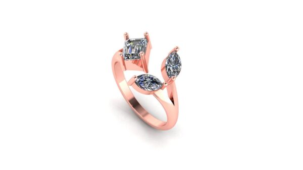 Beautiful Emerald And Marquise Diamond Ring Made In 18/14/10 KT Gold Studded With Certified Lab Diamond For The Wedding And Anniversary Gift