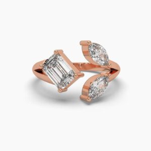 Beautiful Emerald And Marquise Diamond Ring Made In 18/14/10 KT Gold Studded With Certified Lab Diamond For The Wedding And Anniversary Gift