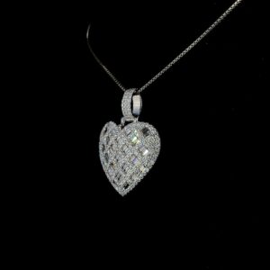 Iced Out Baguette Heart Pendant Made In 18 / 14 / 10KT Gold Embellished With Shinny Moissanite Diamond For The Birthday And Anniversary Gift