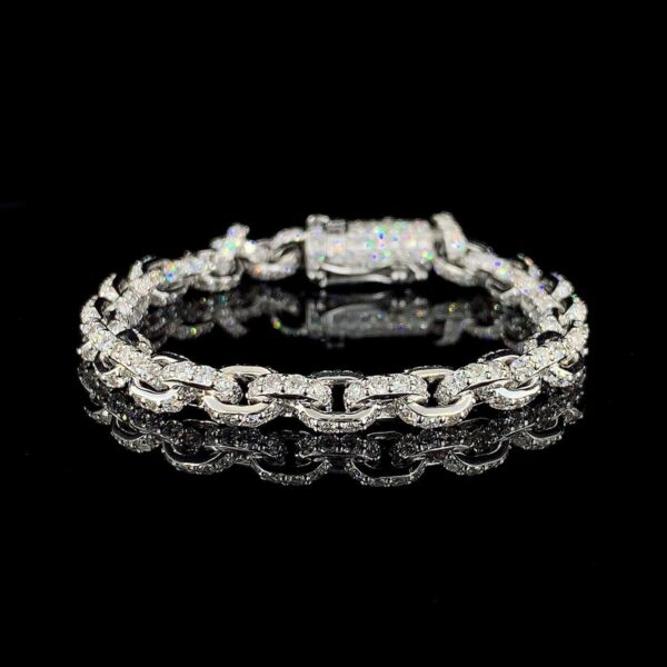 Iced Out Unisex Bracelet Made In 18 / 14 / 10 KT Gold Studded With Shinny Moissanite Diamonds For The Birthday And Anniversary Gift For Her