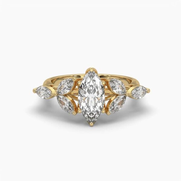 Beautiful Marquise Wedding Ring Made In 18 / 14 / 10 KT Gold Embellished With Certified Lab Diamonds For The Wedding And Anniversary Gift