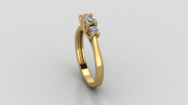 Three Stone Round Diamond Ring Made In 18/ 14 / 10 KT Gold Embellished With Certified Lab Diamonds For The Wedding And Anniversary Gift