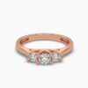 Three Stone Round Diamond Ring Made In 18/ 14 / 10 KT Gold Embellished With Certified Lab Diamonds For The Wedding And Anniversary Gift