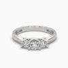 Three Stone Round Diamond Ring Made In 18/ 14 / 10 KT Gold Embellished With Certified Lab Diamonds For The Wedding And Anniversary Gift