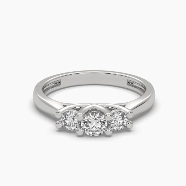 Three Stone Round Diamond Ring Made In 18/ 14 / 10 KT Gold Embellished With Certified Lab Diamonds For The Wedding And Anniversary Gift