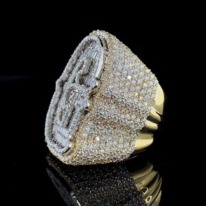 Iced Out Any Single Letter Ring Made In 18 / 14 / 10 KT Gold Embellished With Shinny Moissanite Diamonds For The Birthday Gift Unisex Ring
