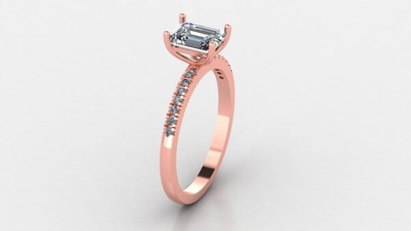 Beautiful Solitaire Emerald Ring Made In 1 8/14/10 KT Gold Embellished With Shinny Moissanite Diamonds For The Wedding And Anniversary Gift