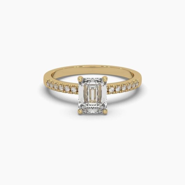 Beautiful Solitaire Emerald Ring Made In 1 8/14/10 KT Gold Embellished With Shinny Moissanite Diamonds For The Wedding And Anniversary Gift
