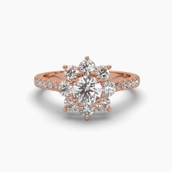 Elegance Round Diamond Ring Made In 18 / 14 / 10 KT Gold Embellished With Certified Lab Diamond For The Wedding And Anniversary Gift For Her