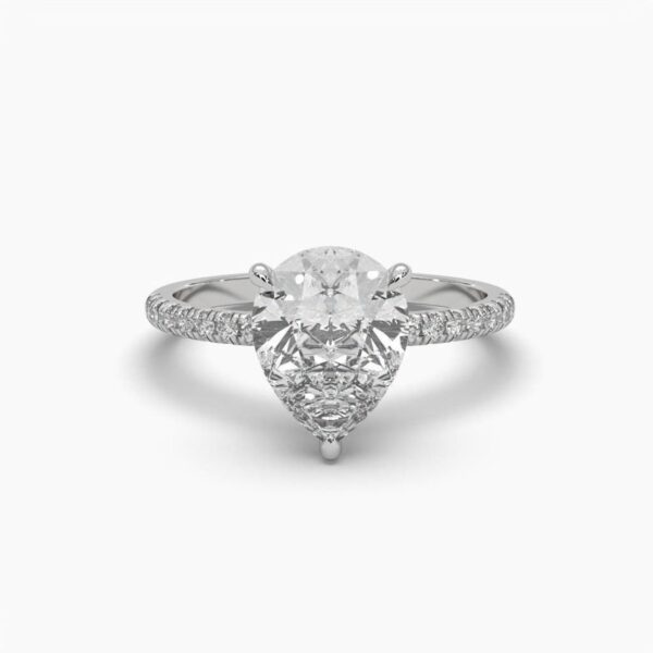 Pear Solitaire Beautiful Ring Made In 18 / 14 / 10 KT Gold Studded With Certified Lab Diamonds For The Wedding And Anniversary Gift For Her