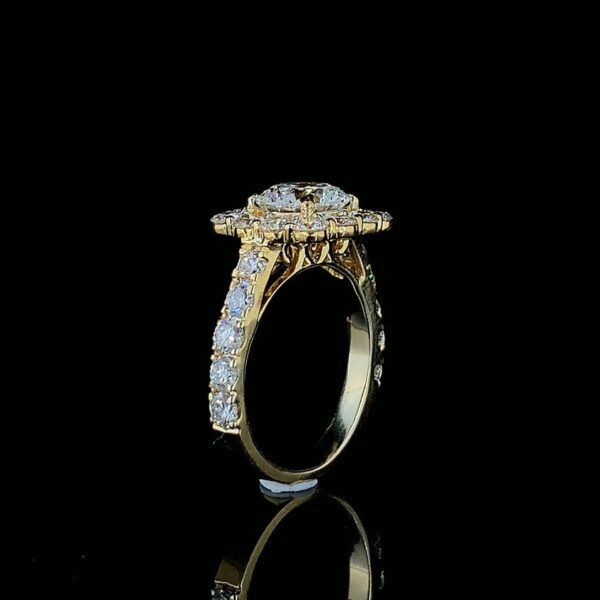 Iced Out Round Diamond Ring Made In 18 / 14 / 10 KT Gold Embellished With Shinny Moissanite Diamonds For The Wedding And Anniversary Gift