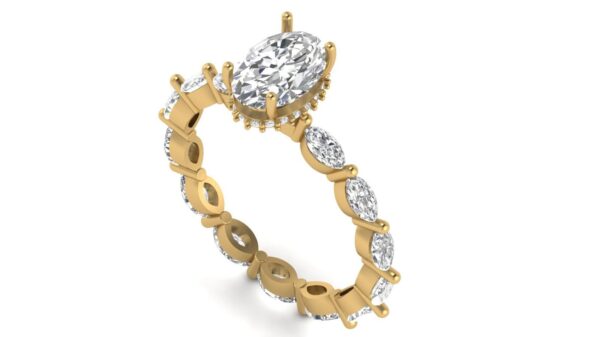 Beautiful Oval & Marquise Diamond Ring Made In 18/14/10 KT Gold Embellished With Certified Lab Diamonds For The Wedding And Anniversary Gift