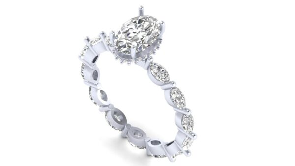 Beautiful Oval & Marquise Diamond Ring Made In 18/14/10 KT Gold Embellished With Certified Lab Diamonds For The Wedding And Anniversary Gift