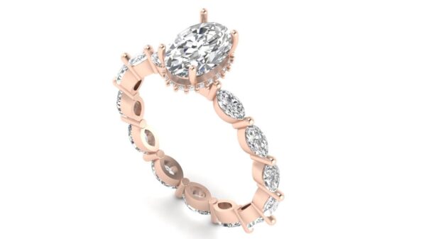 Beautiful Oval & Marquise Diamond Ring Made In 18/14/10 KT Gold Embellished With Certified Lab Diamonds For The Wedding And Anniversary Gift