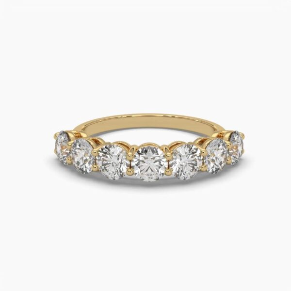 Seven Stone Round Diamond Ring Made In 18 / 14 / 10 KT Gold Embellished With Shinny Moissanite Diamonds For The Wedding And Anniversary Gift