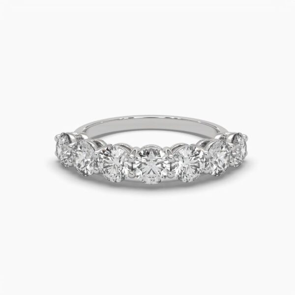 Seven Stone Round Diamond Ring Made In 18 / 14 / 10 KT Gold Embellished With Shinny Moissanite Diamonds For The Wedding And Anniversary Gift