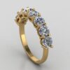 Seven Stone Round Diamond Ring Made In 18 / 14 / 10 KT Gold Embellished With Shinny Moissanite Diamonds For The Wedding And Anniversary Gift