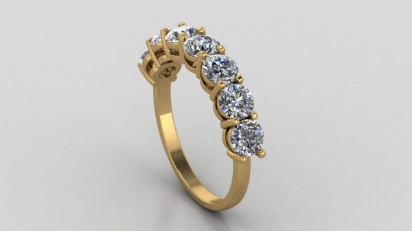 Seven Stone Round Diamond Ring Made In 18 / 14 / 10 KT Gold Embellished With Shinny Moissanite Diamonds For The Wedding And Anniversary Gift