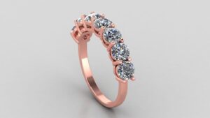 Seven Stone Round Diamond Ring Made In 18 / 14 / 10 KT Gold Embellished With Shinny Moissanite Diamonds For The Wedding And Anniversary Gift