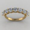 Seven Stone Round Diamond Ring Made In 18 / 14 / 10 KT Gold Embellished With Shinny Moissanite Diamonds For The Wedding And Anniversary Gift