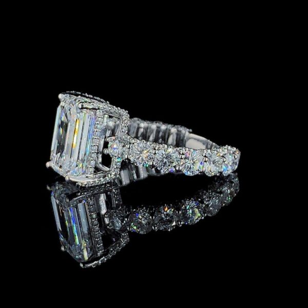 Beautiful Emerald & Round Diamonds Ring Made In 18/14/10 KT Gold Embellished With Certified Lab Diamond For The Wedding And Anniversary Gift