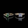 Luxury Green Pear & Princess Diamond Ring Combo Made In 18/14/10 KT Gold Studded With Certified Lab Diamonds For The Wedding Gift For Her