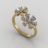 Beautiful Flower Round Diamond Ring Made In 18 / 14 / 10 KT Gold Studded With Certified Lab Diamonds For The Birthday And Anniversary Gift