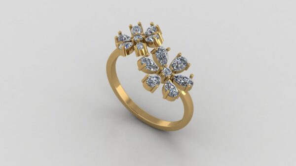 Beautiful Flower Round Diamond Ring Made In 18 / 14 / 10 KT Gold Studded With Certified Lab Diamonds For The Birthday And Anniversary Gift