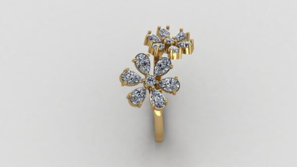 Beautiful Flower Round Diamond Ring Made In 18 / 14 / 10 KT Gold Studded With Certified Lab Diamonds For The Birthday And Anniversary Gift