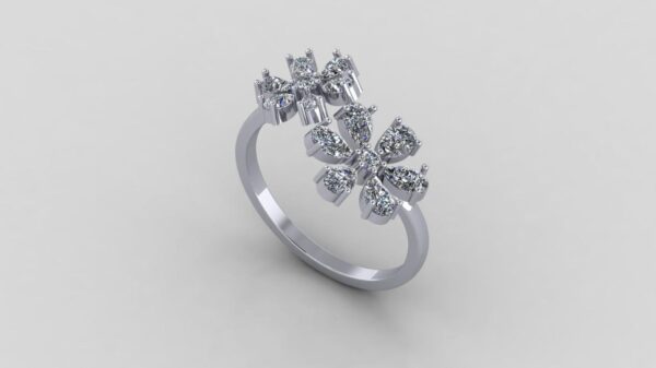 Beautiful Flower Round Diamond Ring Made In 18 / 14 / 10 KT Gold Studded With Certified Lab Diamonds For The Birthday And Anniversary Gift