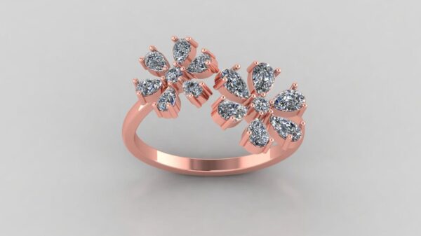 Beautiful Flower Round Diamond Ring Made In 18 / 14 / 10 KT Gold Studded With Certified Lab Diamonds For The Birthday And Anniversary Gift