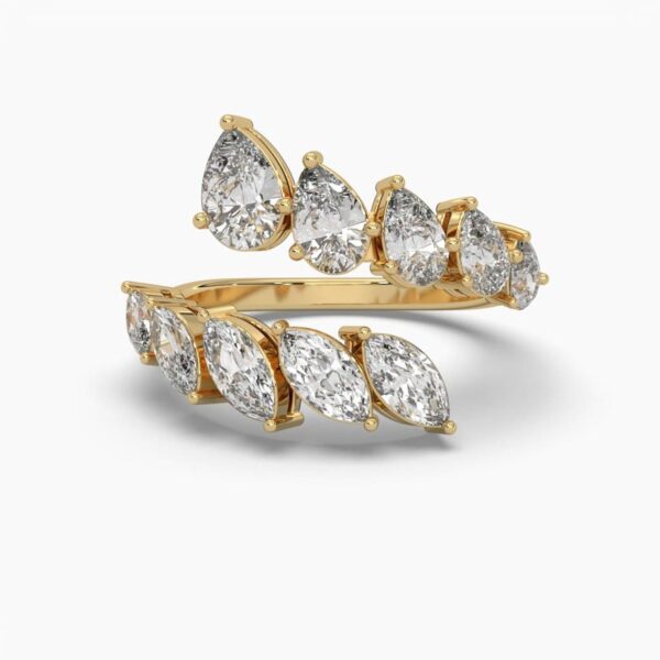 Pear And Marquise Diamond Ring Made In 18 / 14 / 10 KT Gold Embellished With Certified Lab Diamonds For The Wedding And Anniversary Gift