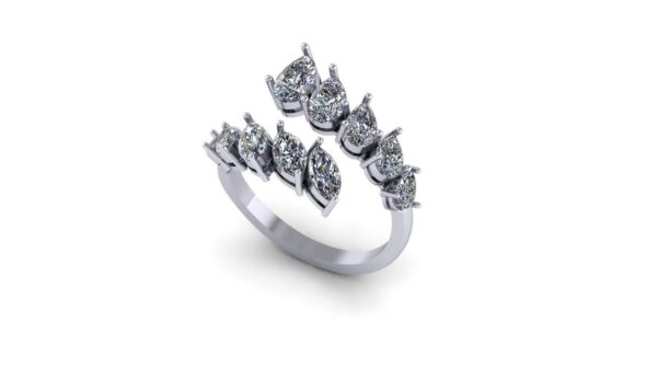 Pear And Marquise Diamond Ring Made In 18 / 14 / 10 KT Gold Embellished With Certified Lab Diamonds For The Wedding And Anniversary Gift
