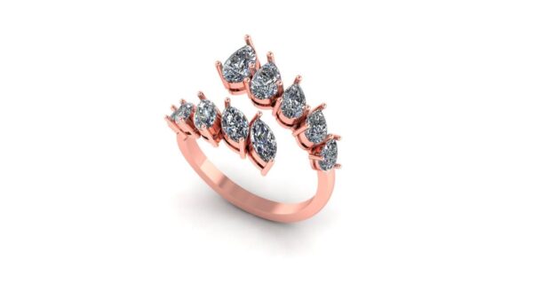 Pear And Marquise Diamond Ring Made In 18 / 14 / 10 KT Gold Embellished With Certified Lab Diamonds For The Wedding And Anniversary Gift