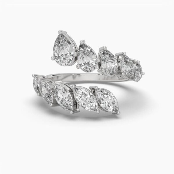 Pear And Marquise Diamond Ring Made In 18 / 14 / 10 KT Gold Embellished With Certified Lab Diamonds For The Wedding And Anniversary Gift