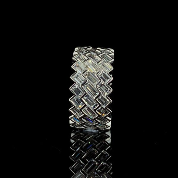 Iced Out Beautiful Baguette Ring Made In 18 / 14 / 10 KT Gold Studded With Shinny Moissanite Diamonds For The Birthday Gift , Unisex Ring