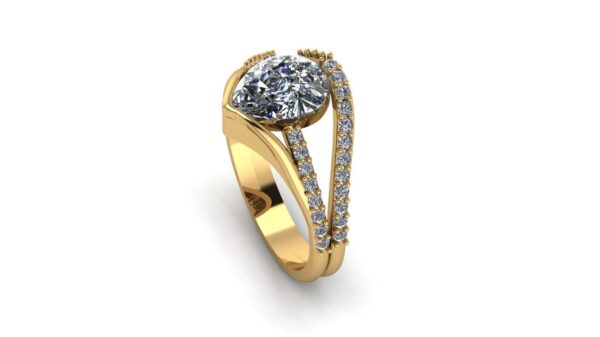 Pear Solitaire Unique Style Diamond Ring Made In 18/14/10 KT Gold Studded With Certified Lab Diamonds For The Wedding And Anniversary Gift