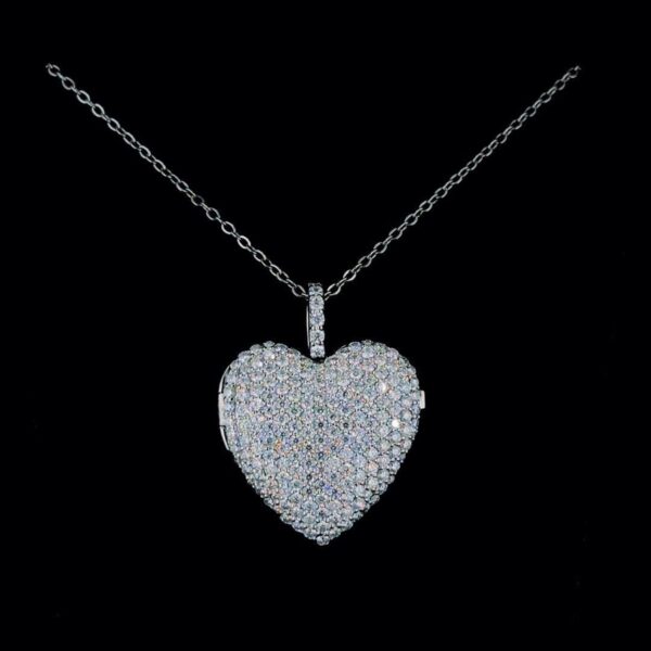 Personalized Photo Locket Heart Pendant Made In 18/14/10 KT Gold Embellished With Shinny Moissanite Diamond For The Loved Ones , Unisex Gift